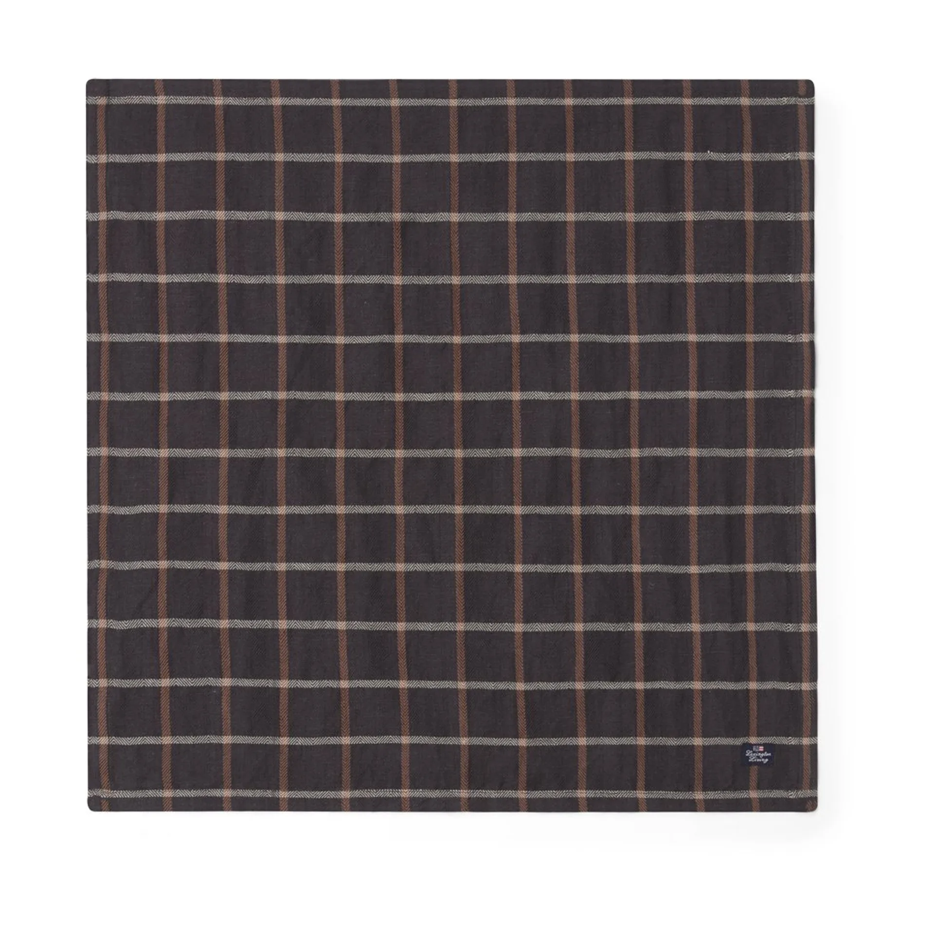 Checked Cotton Linen -kangaslautasliina 50 x 50 cm, Dark gray-beige Lexington