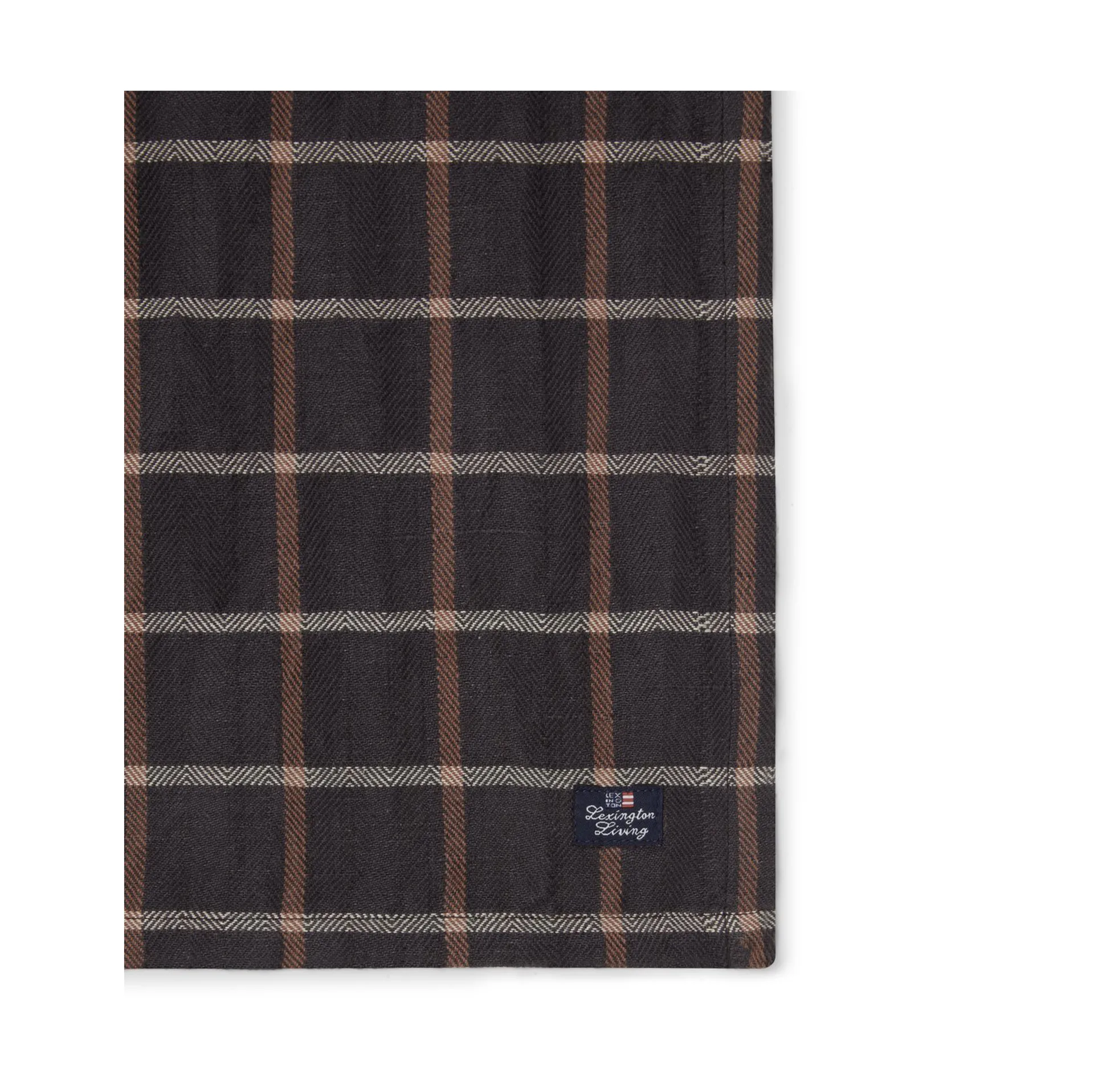 Checked Cotton Linen -kangaslautasliina 50 x 50 cm, Dark gray-beige Lexington