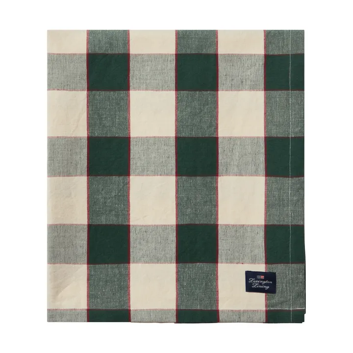 Checked Cotton Linen -pöytäliina 150 x 350 cm - Green–vaalea beige–punainen - Lexington