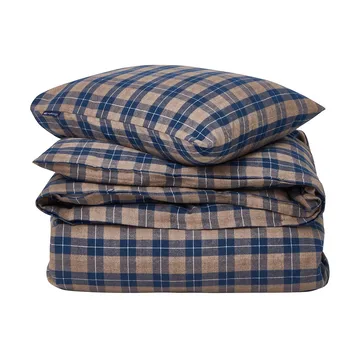 Checked Flannel pussilakanasetti 220x220 cm - Denim blue-beige - Lexington