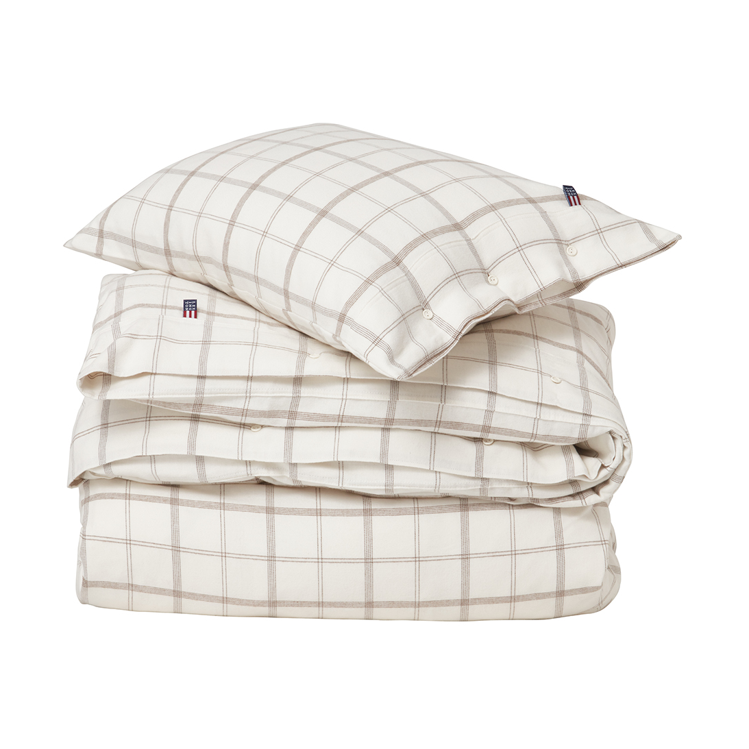 Lexington Checked Flannel pussilakanasetti 220x220 cm White-brown