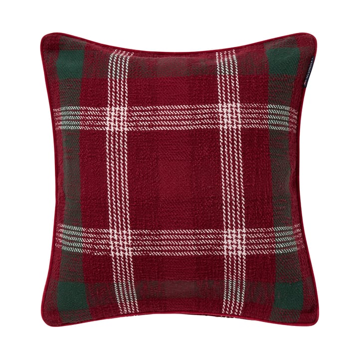 Checked kierrätetty puuvilla tyynynpäällinen 50x50 cm - Punainen vihreä valkoinen - Lexington