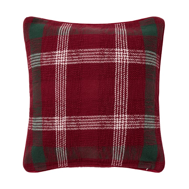 Checked kierrätetty puuvilla tyynynpäällinen 50x50 cm, Punainen vihreä valkoinen Lexington