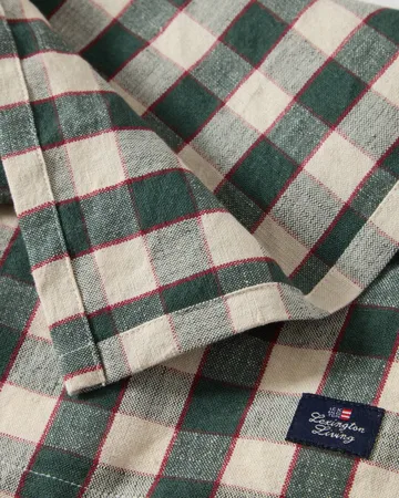 Checked Linen/Cotton kangasservetti 50x50 cm - Green–vaalea beige–punainen - Lexington