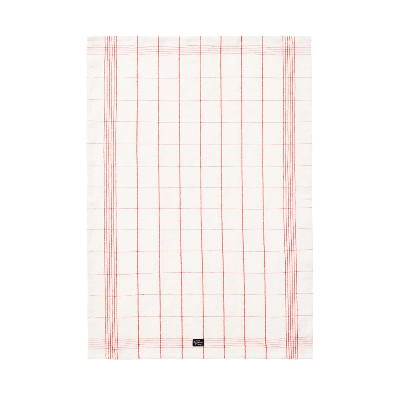 Checked Linen/Cotton keittiöpyyhe 50x70 cm, White-red Lexington