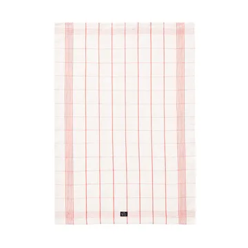 Checked Linen/Cotton keittiöpyyhe 50x70 cm - White-red - Lexington