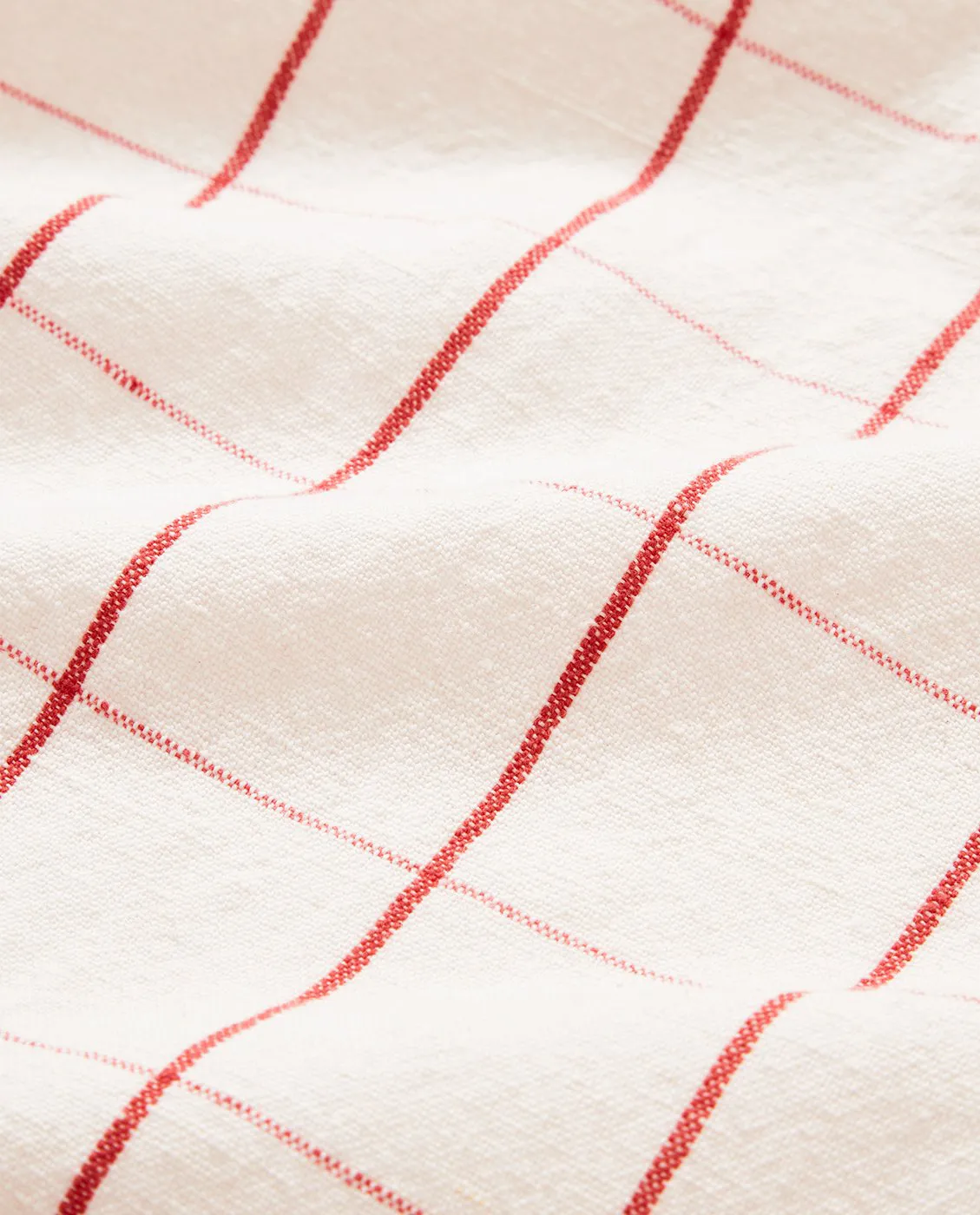 Checked Linen/Cotton keittiöpyyhe 50x70 cm, White-red Lexington
