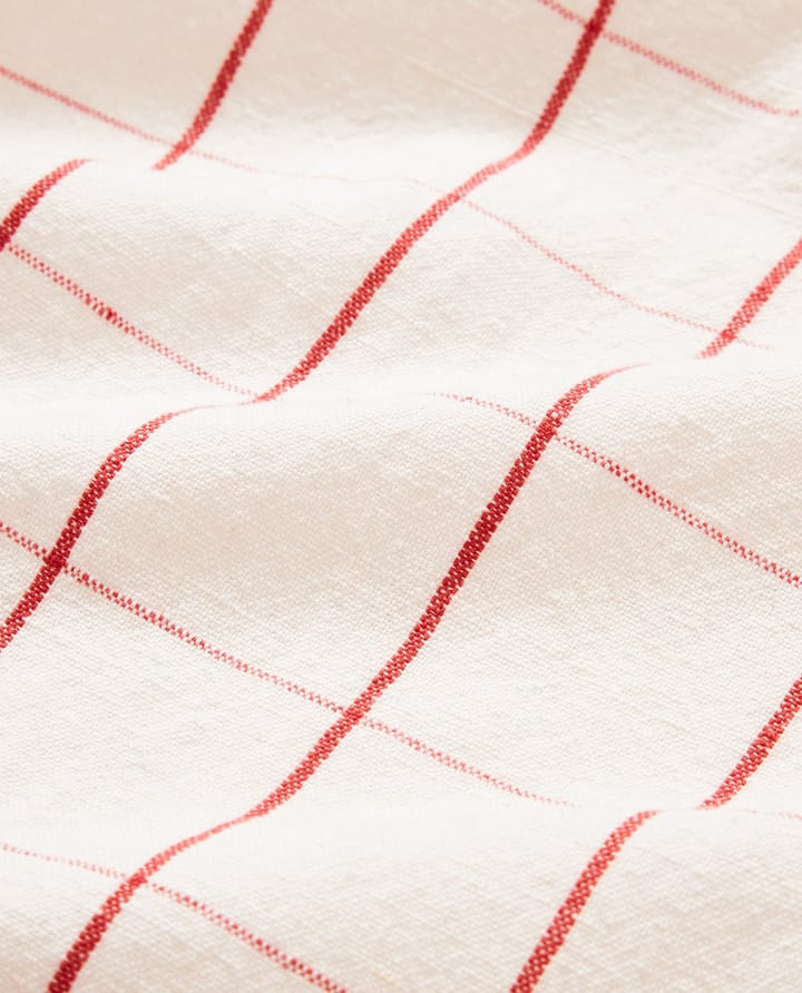 Checked Linen/Cotton keittiöpyyhe 50x70 cm - White-red - Lexington