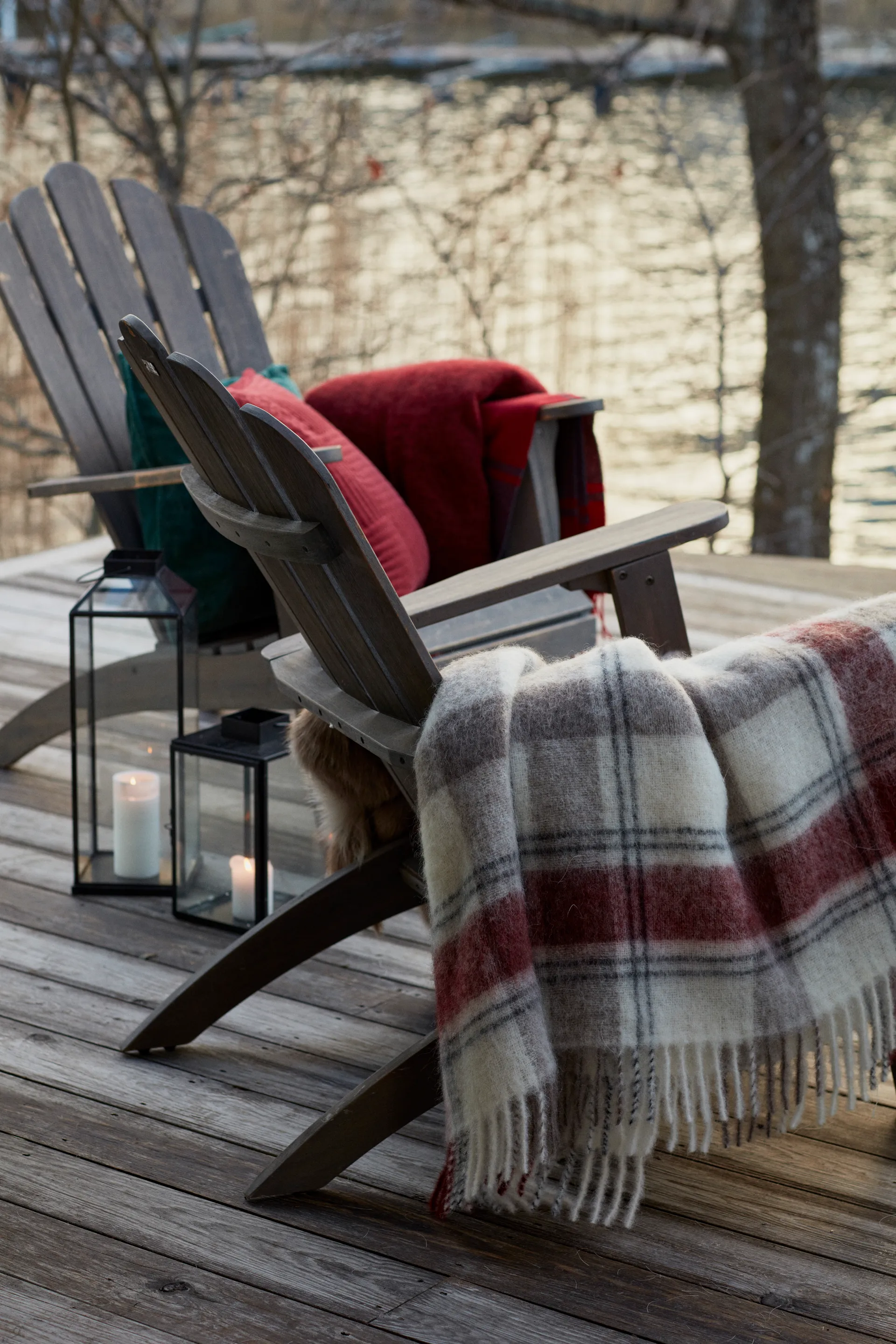 Checked Mohair Mix -viltti 130 x 170 cm, Red-beige-white Lexington