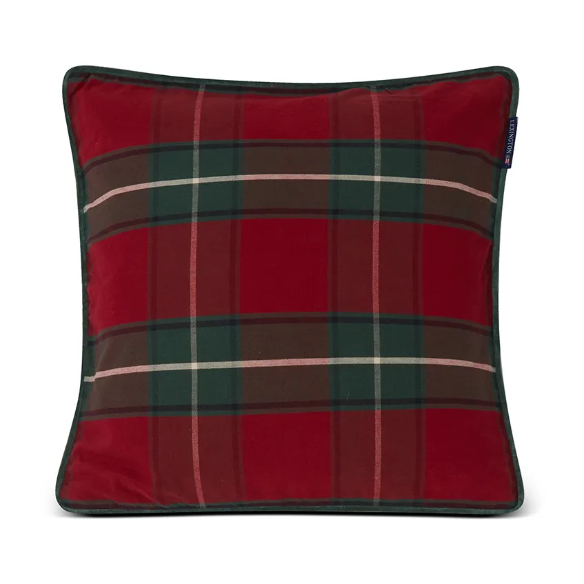 Checked Organic Cotton Canvas -tyynynpäällinen 50 x 50 cm, Red-green Lexington