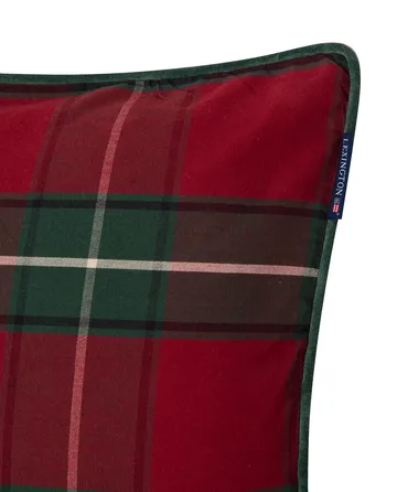 Checked Organic Cotton Canvas -tyynynpäällinen 50 x 50 cm - Red-green - Lexington