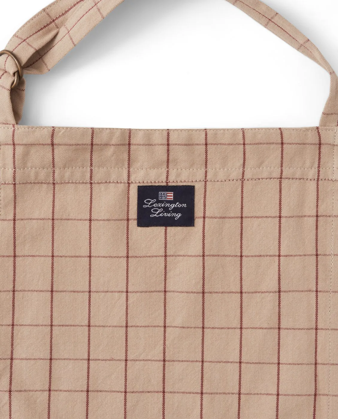 Checked Organic Cotton Oxford -esiliina, Beige-red Lexington