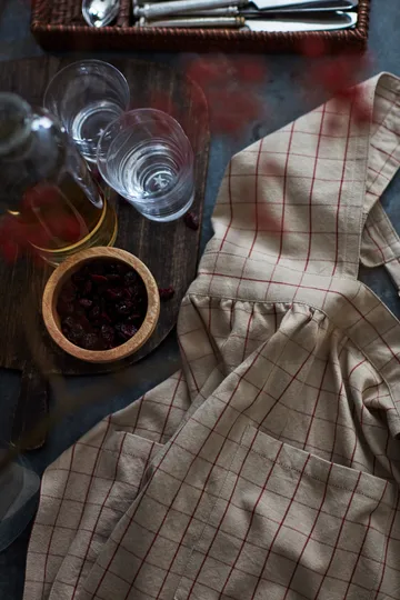 Checked Organic Cotton Oxford -esiliina - Beige-red - Lexington