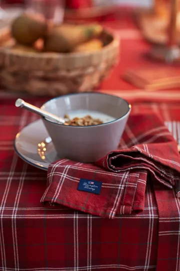 Checked Organic Cotton Oxford -pöytäliina 150 x 350 cm - Red-beige-green - Lexington