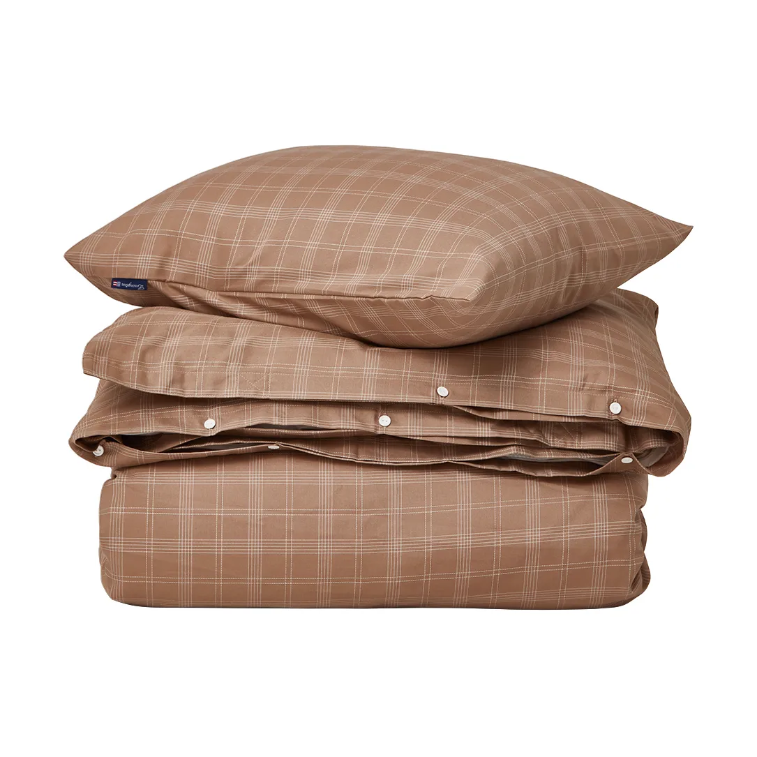 Checked Pin Point Oxford pussilakanasetti 150x210 cm, Brown Lexington