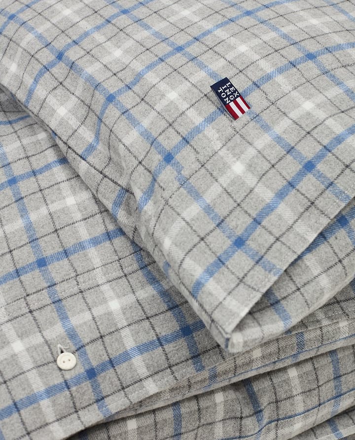 Checked puuvilla-flanellipussilakana 220 x 220 cm, Gray Melange/Blue/White Lexington