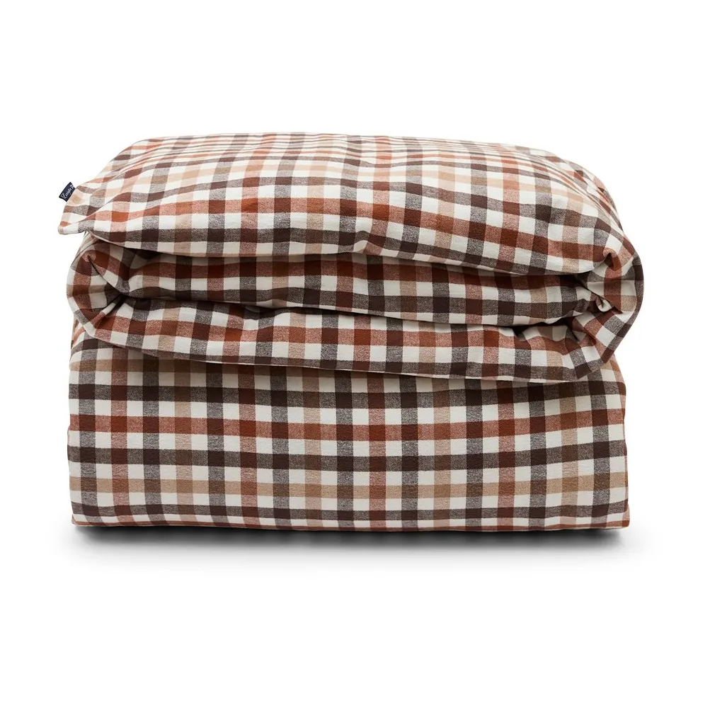Checked puuvilla-flanellipussilakana 220 x 220 cm, Rustic Brown/Off White Lexington