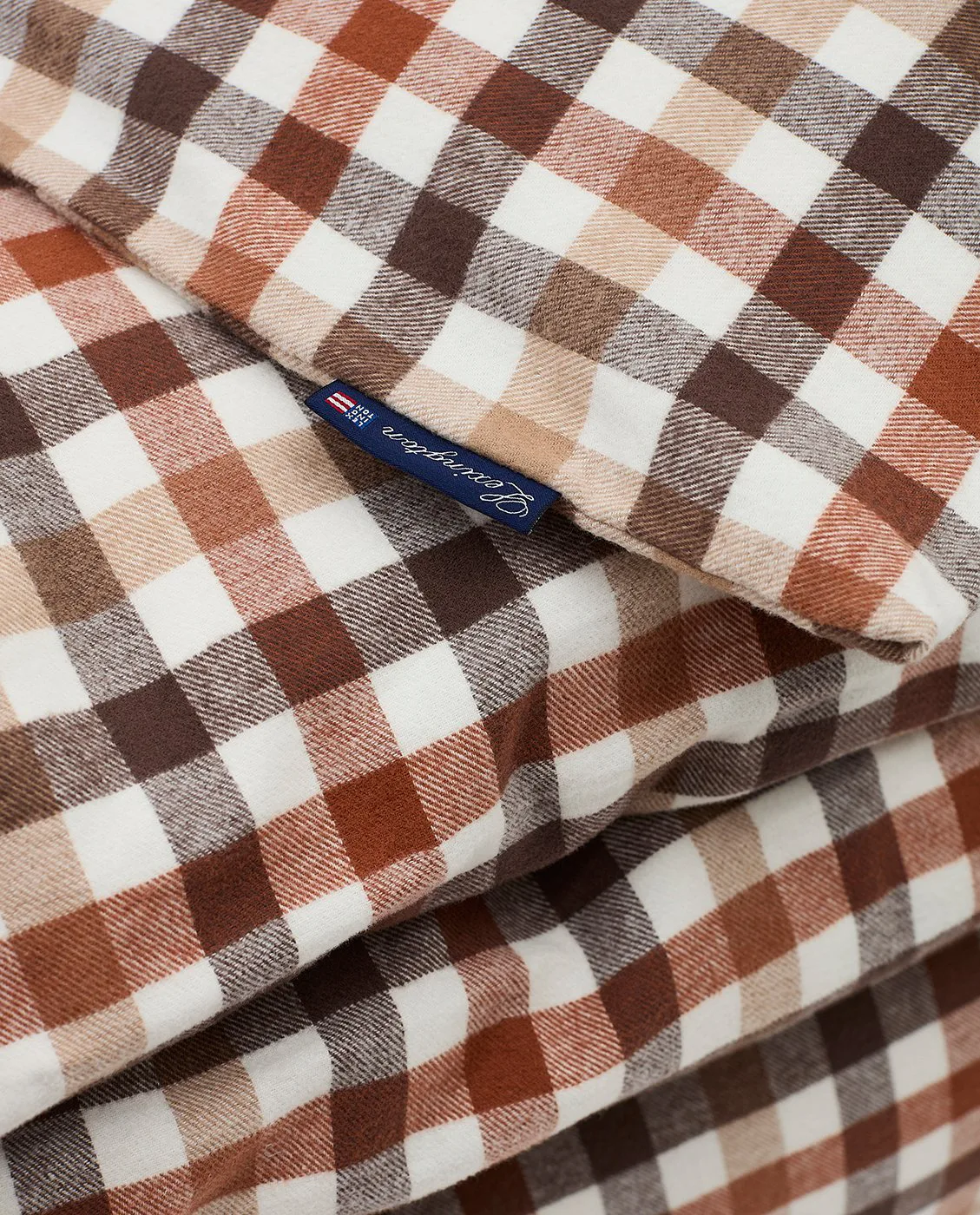 Checked puuvilla-flanellipussilakana 220 x 220 cm, Rustic Brown/Off White Lexington