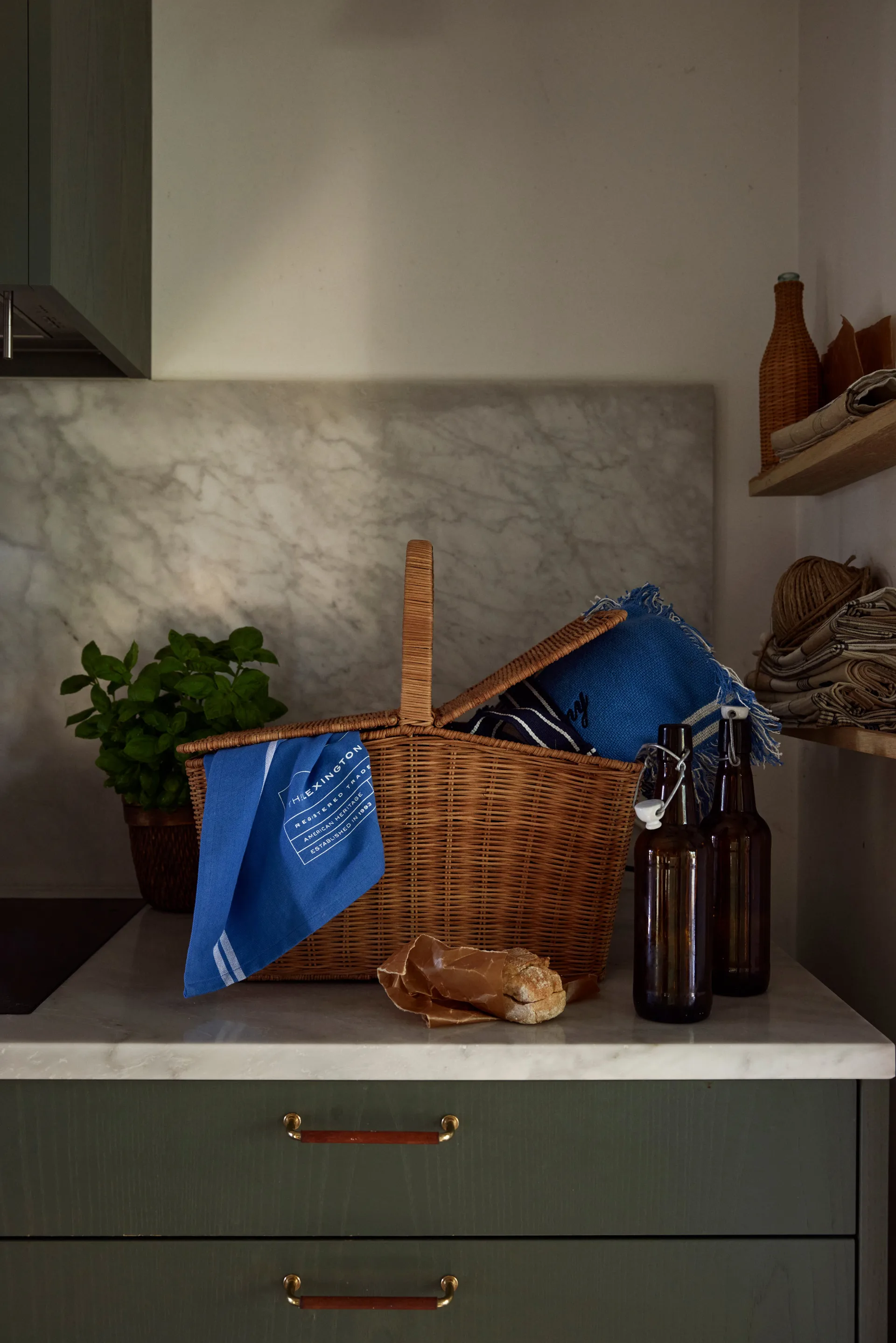 Checked Recycled Cotton piknikhuopa 150x150 cm, Blue Lexington