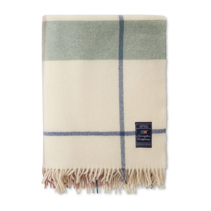 Checked Recycled -villahuopa 130 x 170 cm - Offwhite-vihreä-vaaleanpunainen - Lexington