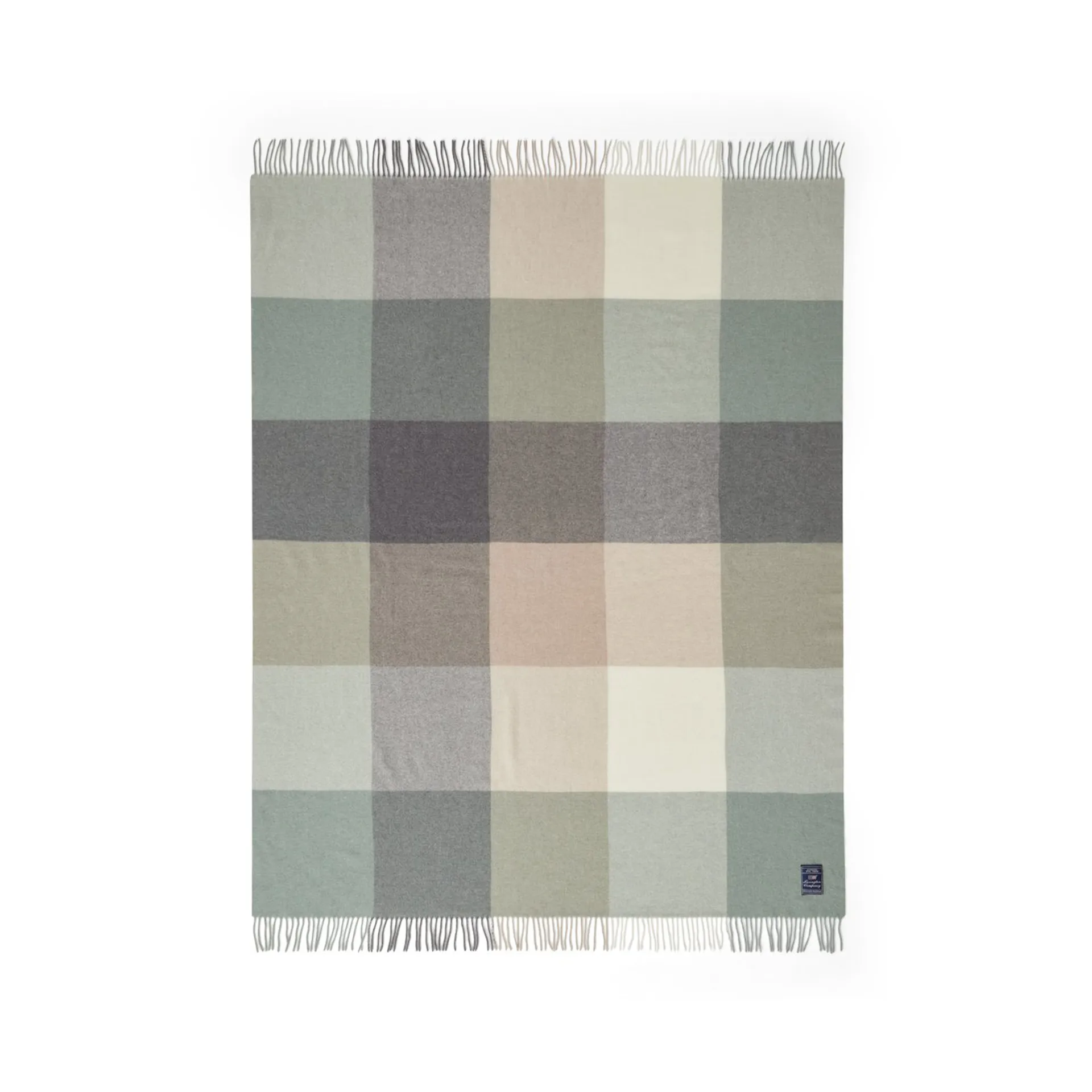 Checked Recycled Wool huopa 130x170 cm, Beige-green-white Lexington