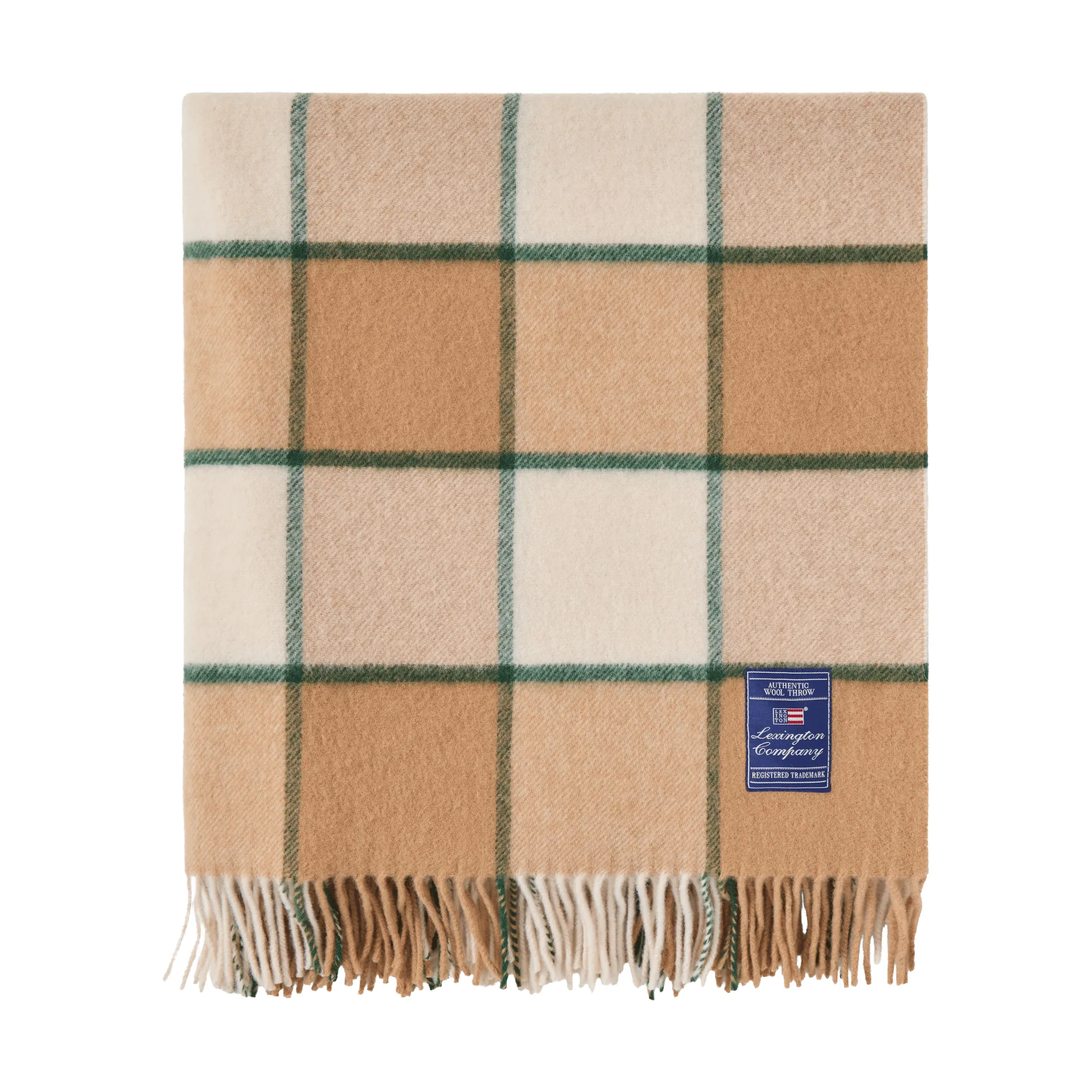 Checked Recycled Wool huopa 130x170 cm, Beige–vaalea beige–vihreä Lexington
