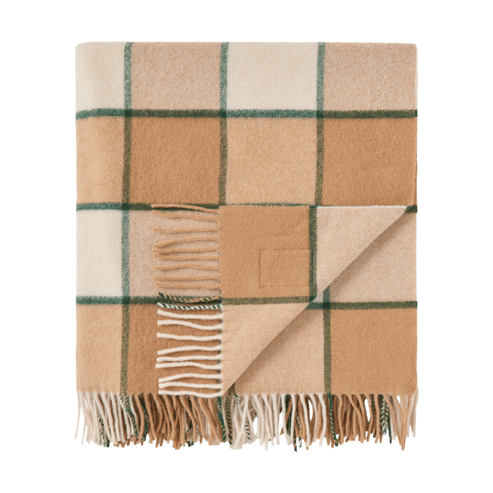 Checked Recycled Wool huopa 130x170 cm, Beige–vaalea beige–vihreä Lexington