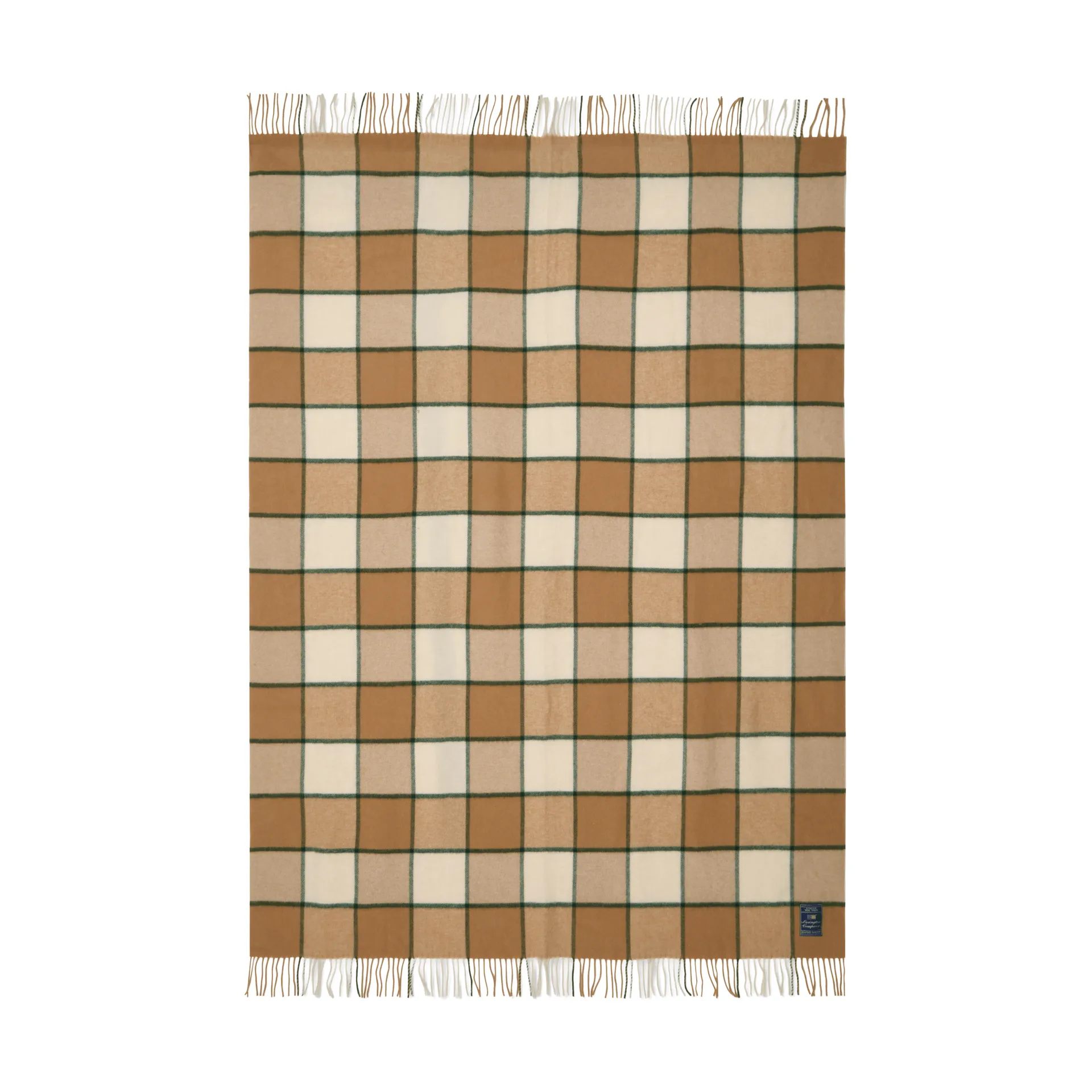 Checked Recycled Wool huopa 130x170 cm, Beige–vaalea beige–vihreä Lexington