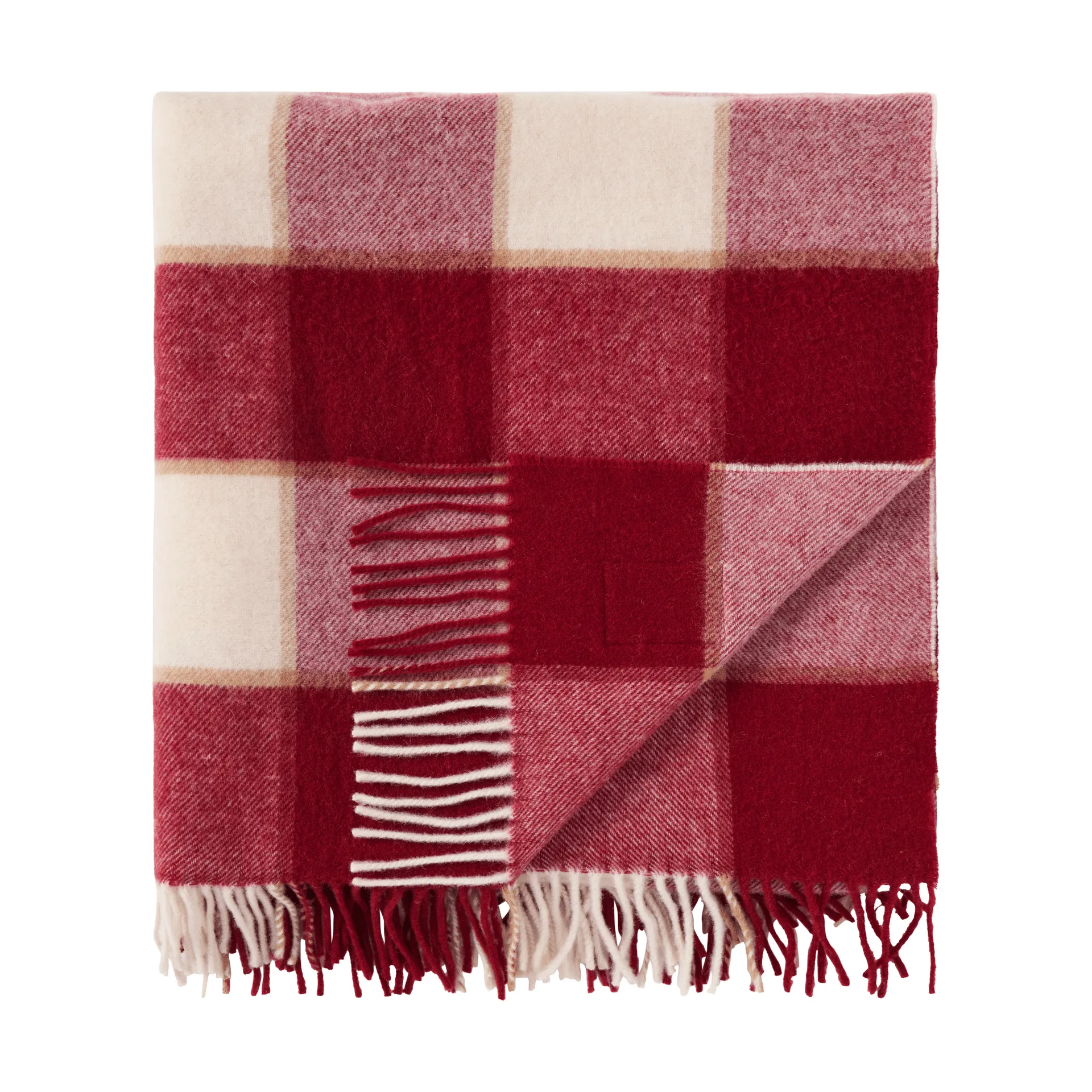 Checked Recycled Wool huopa 130x170 cm, Red-Light beige-beige Lexington