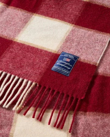 Checked Recycled Wool huopa 130x170 cm - Red-Light beige-beige - Lexington