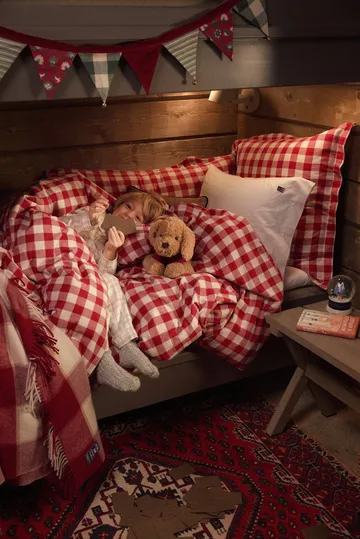Checked Recycled Wool huopa 130x170 cm - Red-Light beige-beige - Lexington