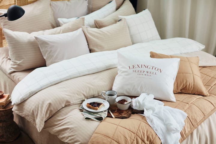 Checked tyynyliina puuvilla-lyocell 65x65 cm - Off white-dark blue - Lexington