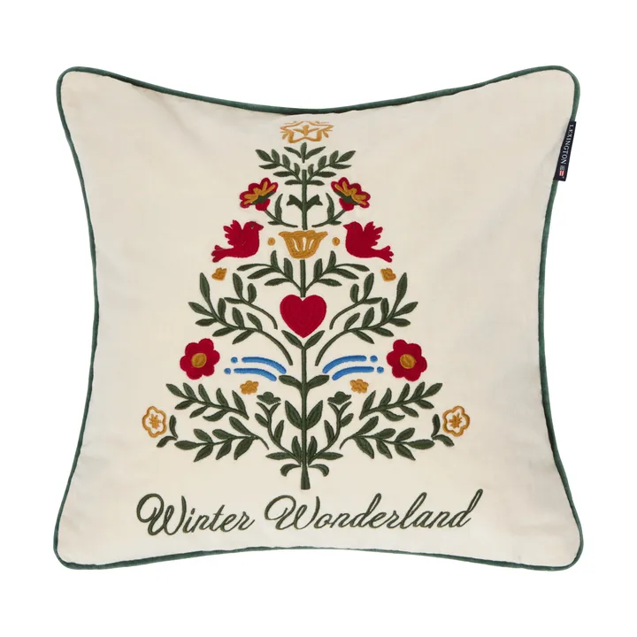 Christmas Tree velvet tyynynpäällinen - Light beige-multi, 50x50 cm - Lexington