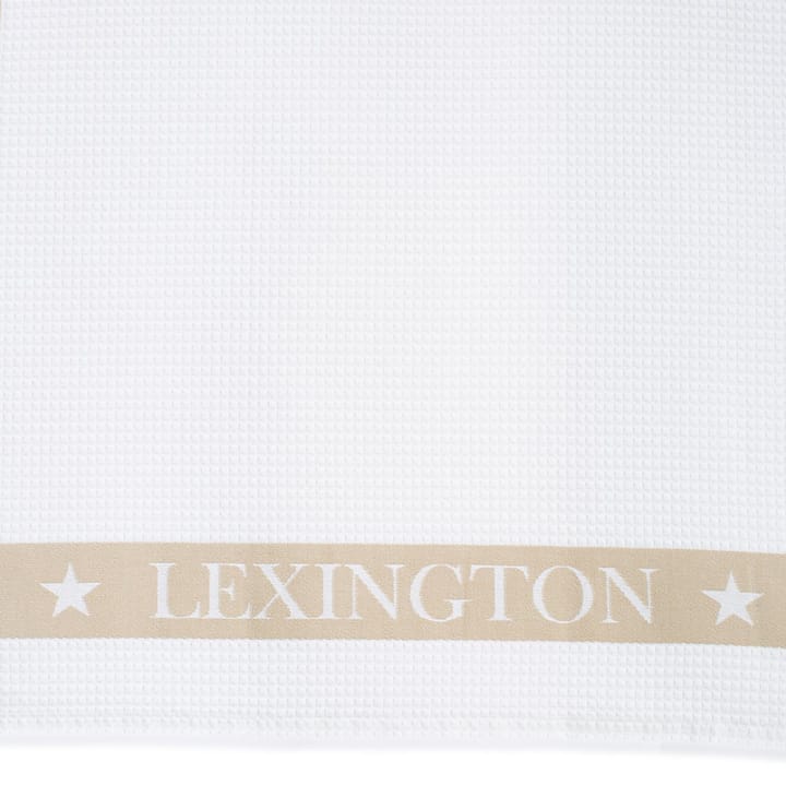 Cotton Waffle Logo -keittiöpyyhe 50 x 70 cm - Valkoinen-beige - Lexington