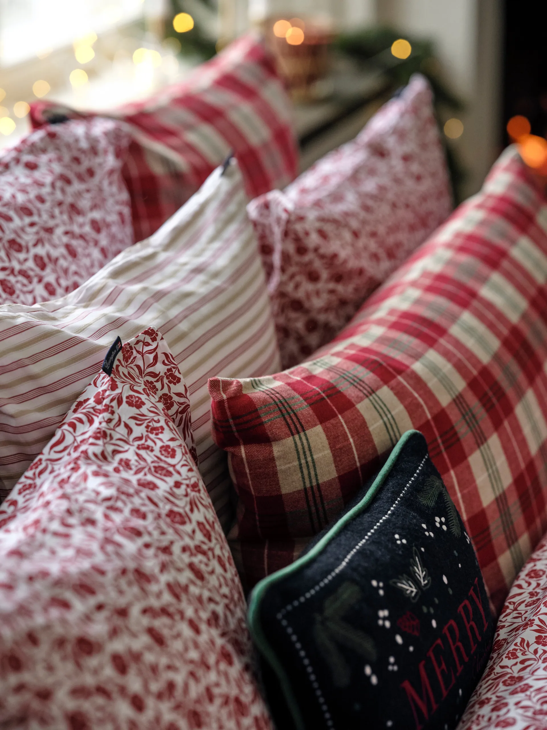 Dobby raidallinen puuvillapopliini pussilakanasetti, Punainen-beige-valkoinen Lexington