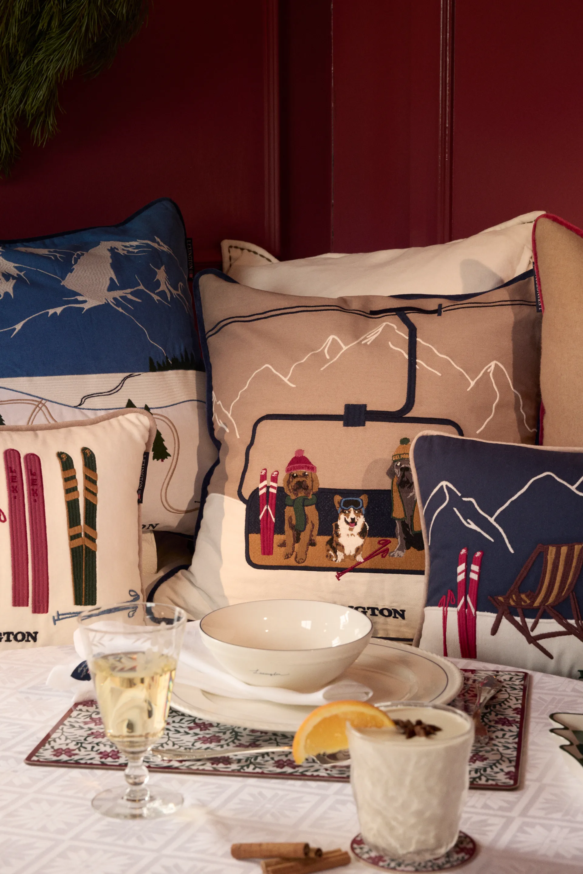 Down hill eko. puuvilla twill tyynynpäällinen 50x50 cm, Sininen valkoinen Lexington