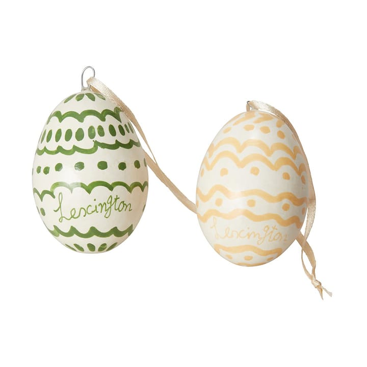 Easter Eggs in Papier Maché pääsiäiskoriste 2 kpl - Green-yellow - Lexington