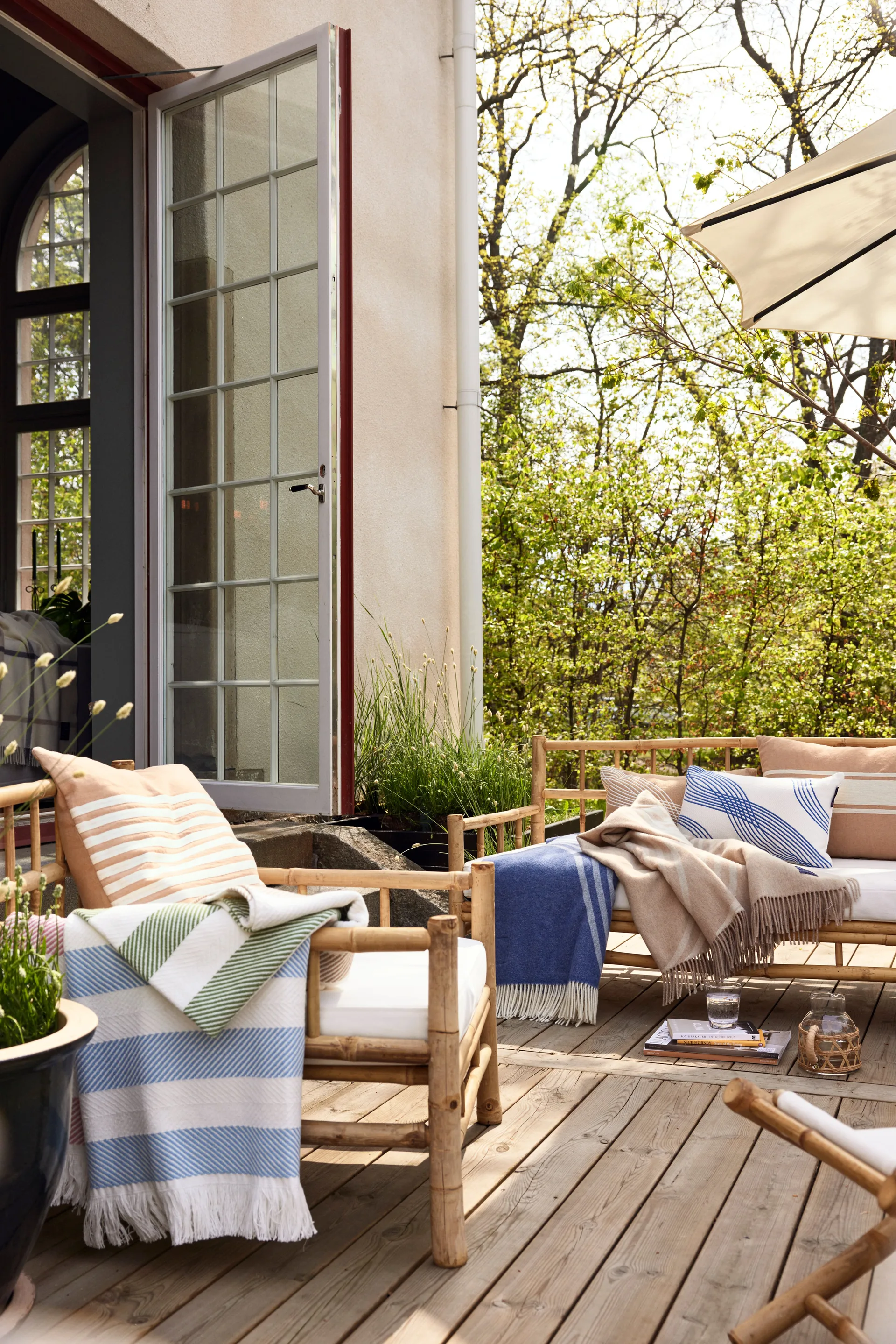 Emboidery Striped Linen/Cotton tyynynpäällinen 50x50 cm, Beige-white Lexington