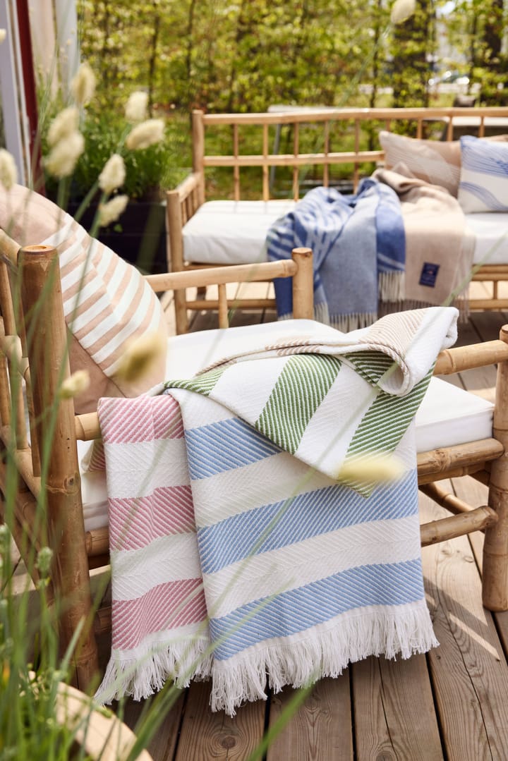 Emboidery Striped Linen/Cotton tyynynpäällinen 50x50 cm - Beige-white - Lexington