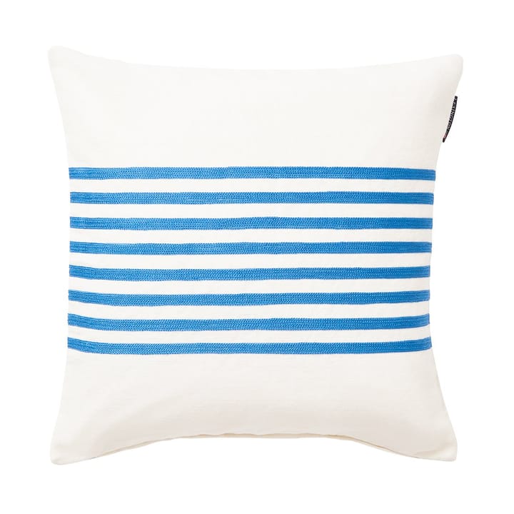 Emboidery Striped Linen/Cotton tyynynpäällinen 50x50 cm - Off White-blue - Lexington