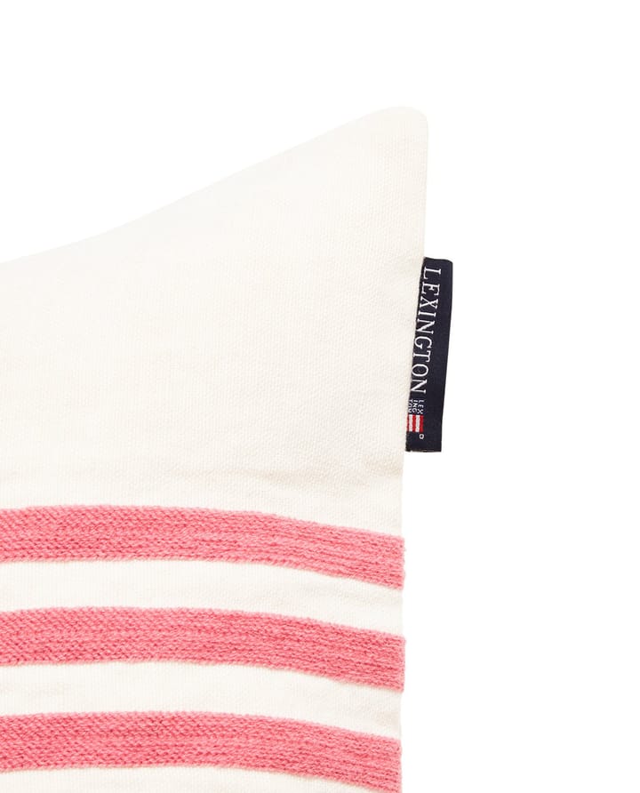 Emboidery Striped Linen/Cotton tyynynpäällinen 50x50 cm, Off White-red Lexington