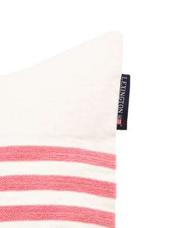 Emboidery Striped Linen/Cotton tyynynpäällinen 50x50 cm - Off White-red - Lexington