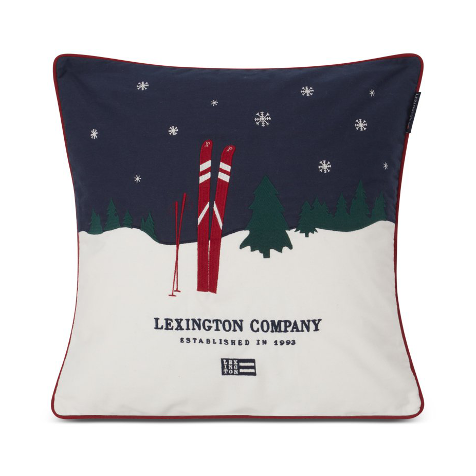 Lexington Evening Skis Org Cotton Twill -tyynynpäällinen 50 x 50 cm Dark blue-white multi