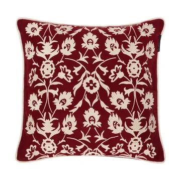 Flower Embroidered Wool Mix tyynyliina 50x50 cm - Red-Light beige - Lexington