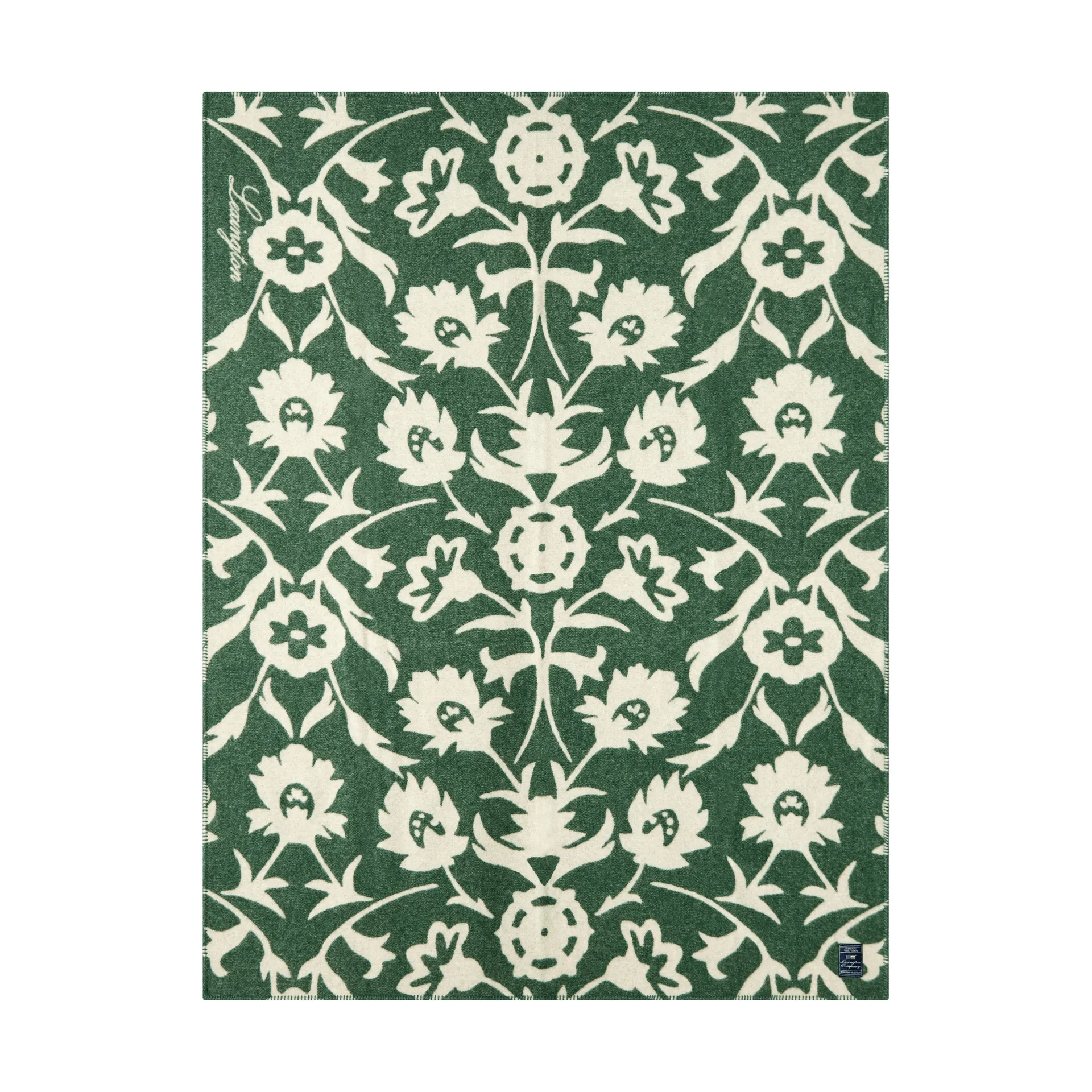 Flower jacquard-kudottu villahuopa, Green–vaalea beige Lexington