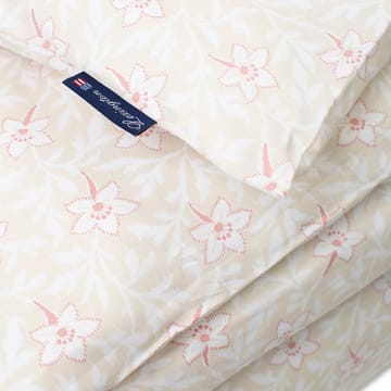 Flower Print Cotton Sateen -pussilakana 150 x 210 cm - Vaaleanbeige-valkoinen - Lexington