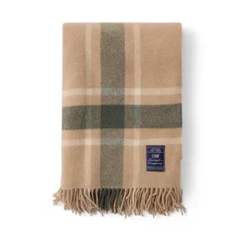 Frame checked recycled torkkupeitto 130x170 cm - Beige-vihreä - Lexington