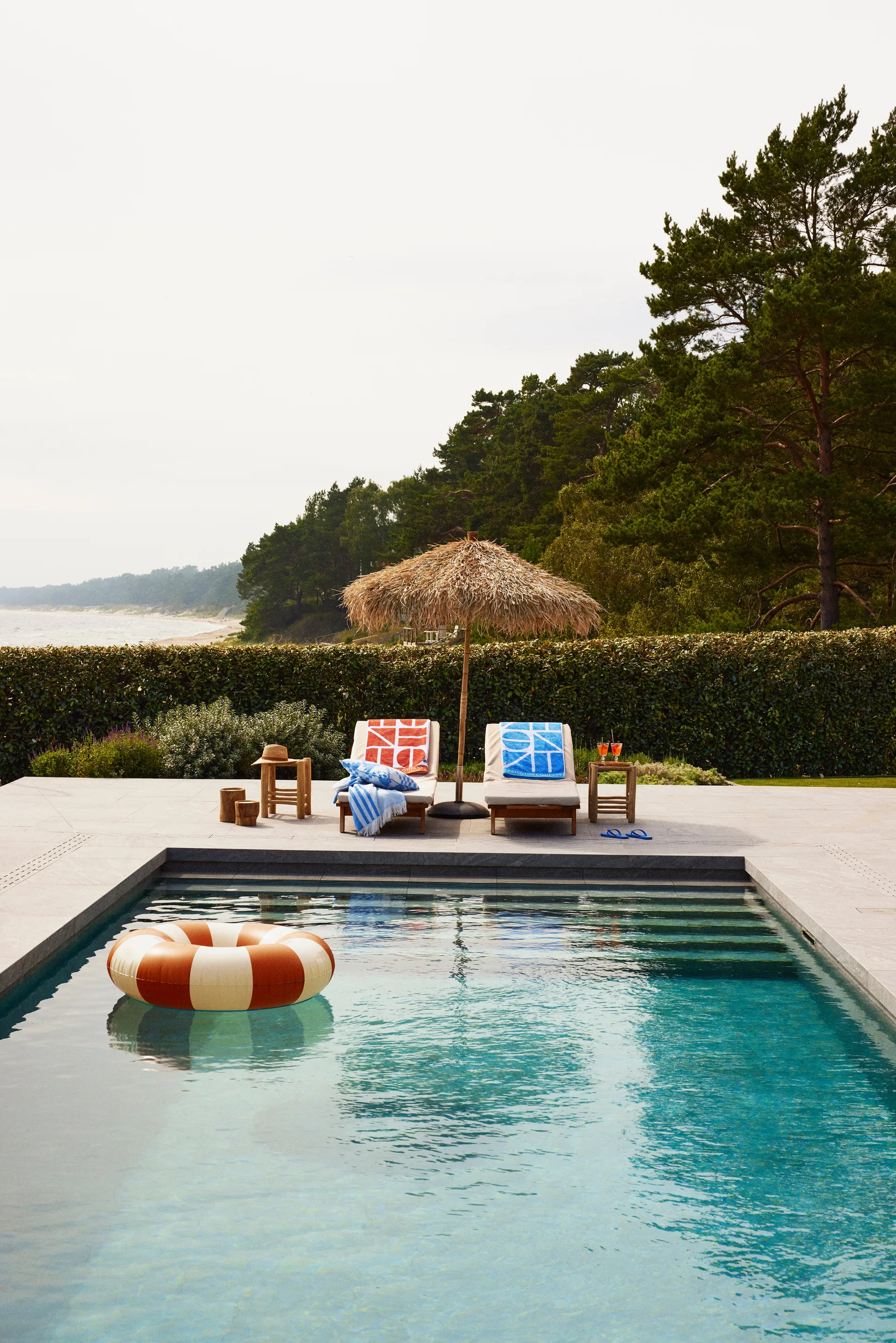 Graphic Cotton Velour -kylpypyyhe 100x180 cm, Blue Lexington