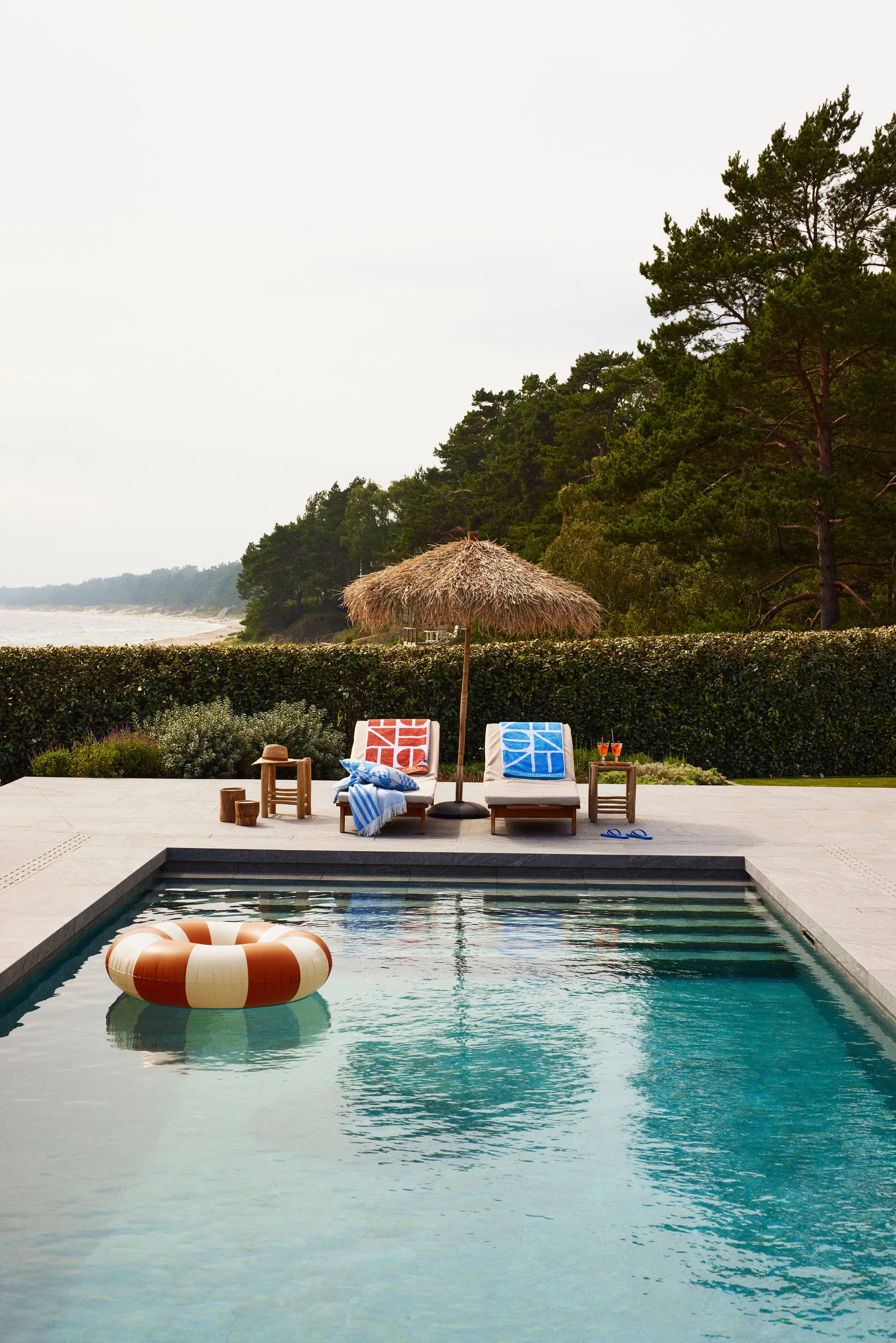 Graphic Cotton Velour -kylpypyyhe 100x180 cm, Coconut Lexington