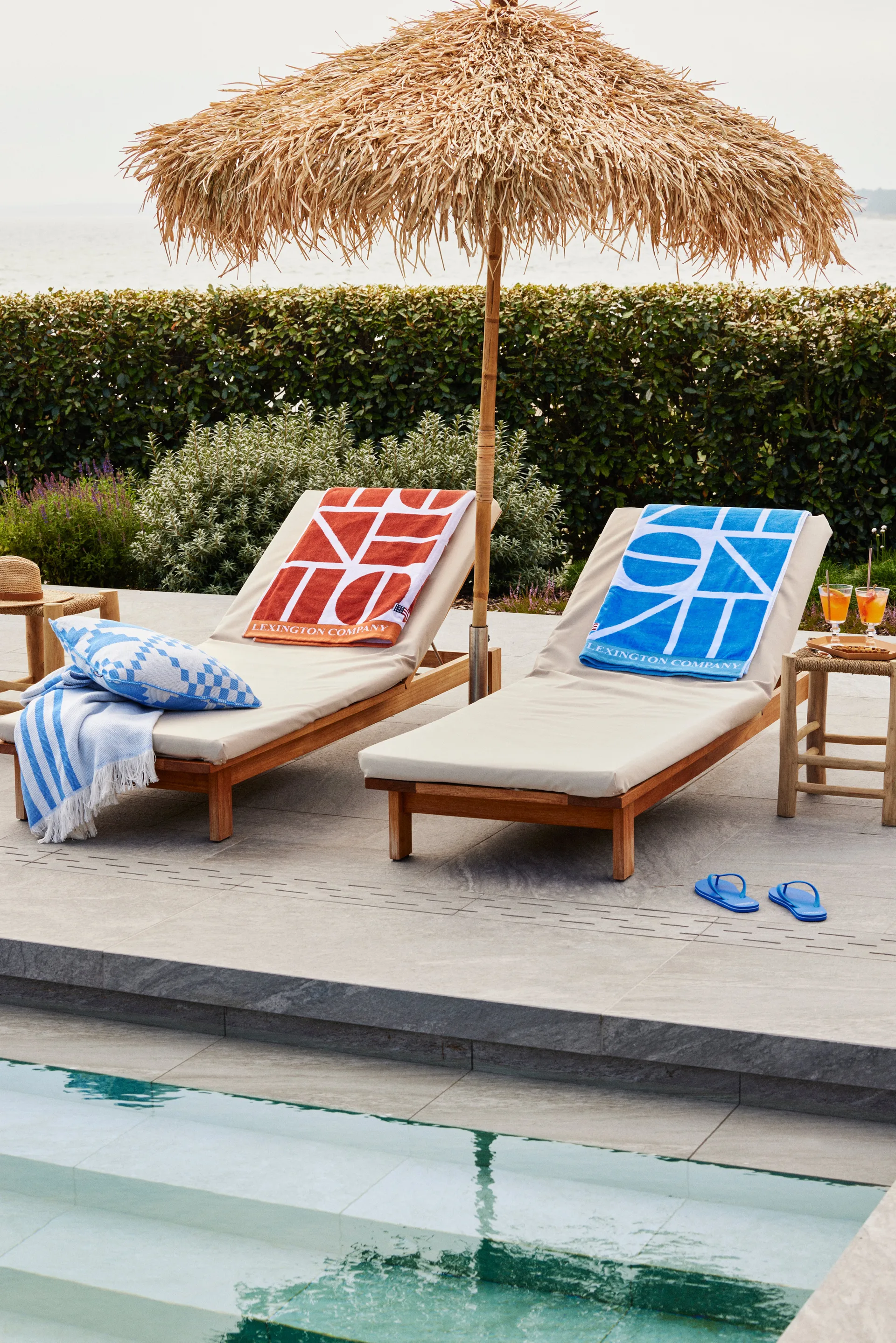 Graphic Cotton Velour -kylpypyyhe 100x180 cm, Coconut Lexington